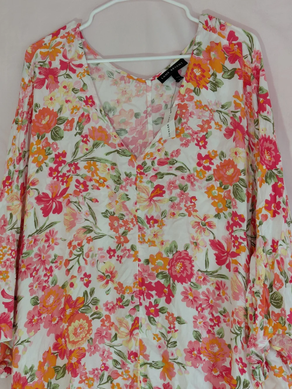 Lane Bryant Women's Plus Size 26/28 Floral V-Neck Blouse  Dolman Sleeve - Picture 3 of 11